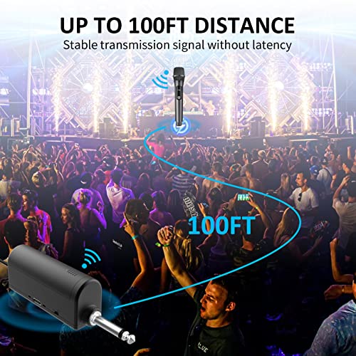 Aveek Wireless Microphone, Handheld Dynamic Mic System With Rechargeable Receiver(Work 6Hs), For Karaoke, Singing, Party, Wedding, Dj, Speech #TOP4