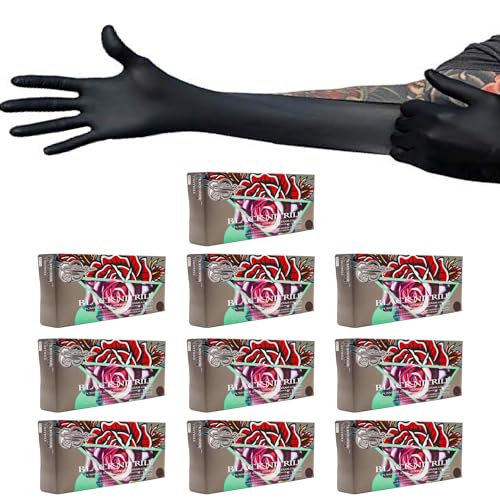 Blackwork Black Nitrile Gloves (1000ct Case-100ct Box) Textured - Powder Free - Latex Free - Disposable
