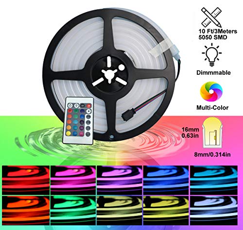 Yxhl Neon Led Rgb Silicone Light Strip Flexible/Waterproof/Multi-Color/Remote Control For Home/Garden/Architectural Decoration (16.4 Ft / 5 Meters, Rgb) #TOP6