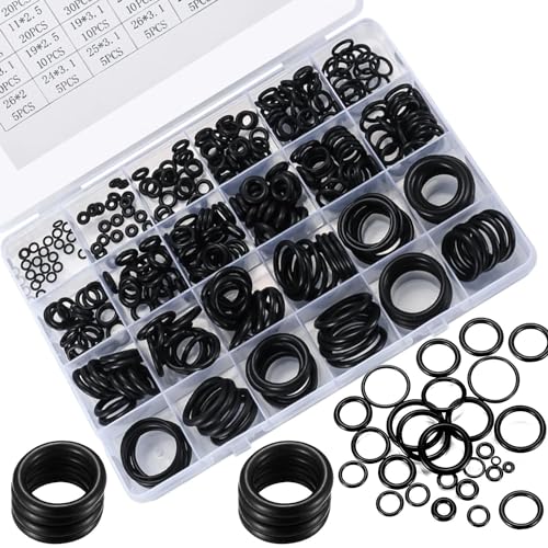 360 Pcs O Ring Assortment Kit, Rubber Washer Orings, Black 24 Sizes by MUZHUPGUZ - Used condition - US$8.70