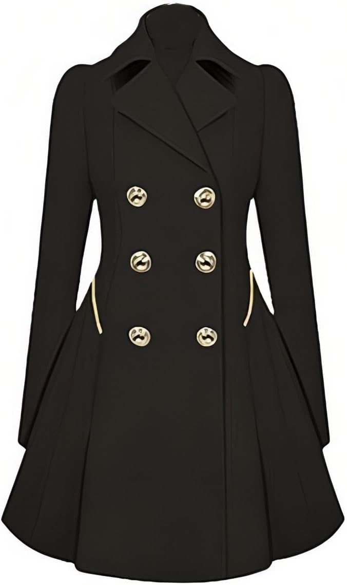 Women's Long Sleeve Coat Double Breasted Trenchcoat Winter Soft Fashion Cute Ruched Fitted Trench Coats