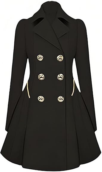 Womens Long Sleeve Coat Double Breasted Trenchcoat Winter Soft Fashion Cute Ruched Fitted Trench Coats