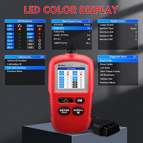 Autel Autolink Al329 (Upgraded Ver. Of Al319/Ms309) Code Reader With Autovin, Enhanced Mode 6 Obd2 Scanner With Live Data, Check State Emission Monitor Status, Dtc Lookup Car Diagnostic Tool #TOP6