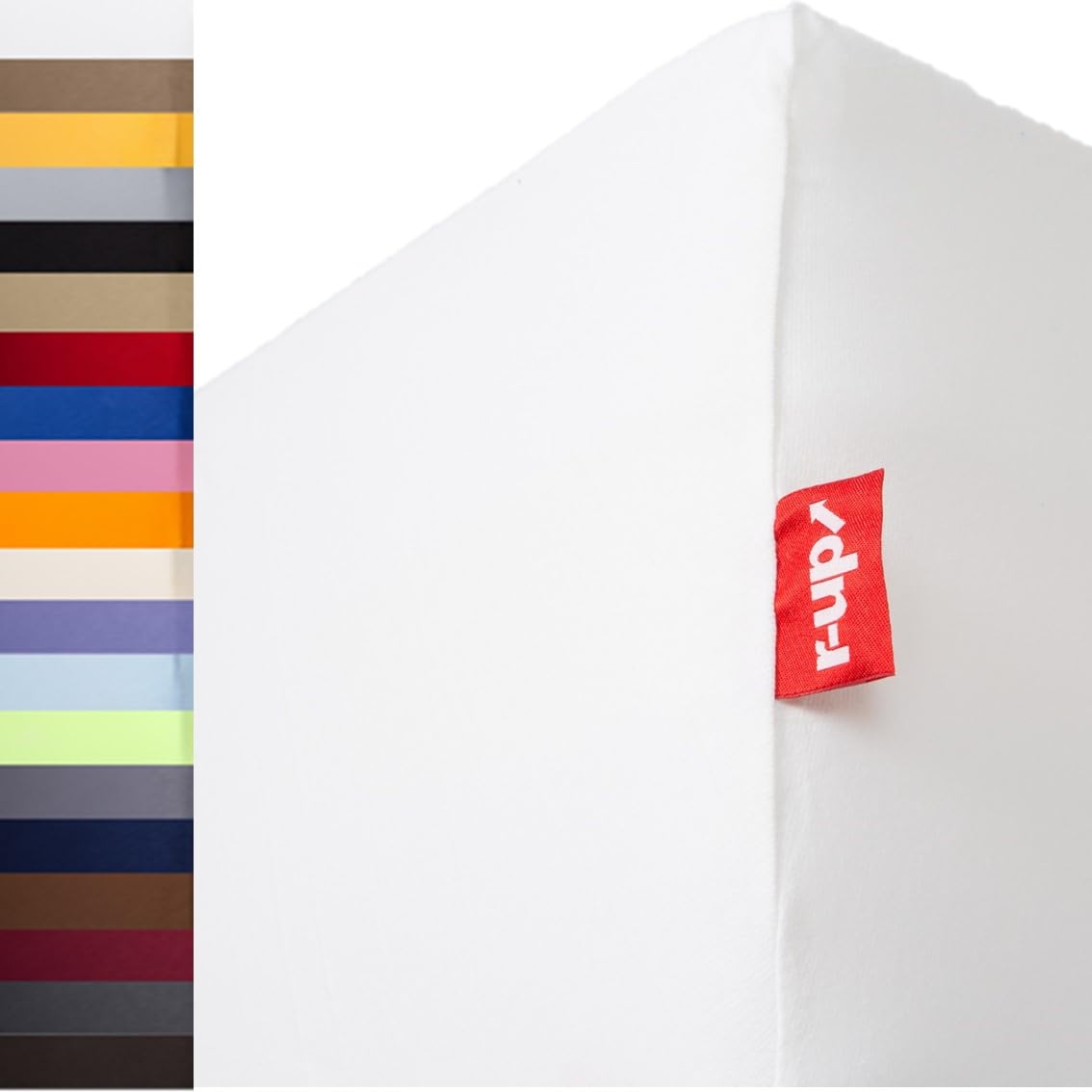 r-up Beste Spannbettlaken 200x220-220x240 bis 35cm Höhe viele Farben 95% Baumwolle / 5% Elastan 230g/m² Oeko-TEX stressfrei auch für Wasserbetten (Weiss)