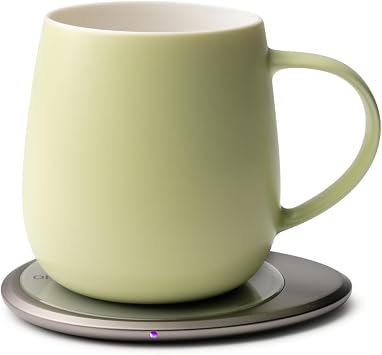 Ui 3 Self-Heating Mug Set Verde Green | 12 fl oz / 355 mL Ceramic Coffee & Tea Mug Set with Heating Pad