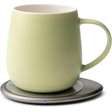 Ui 3 Self-Heating Mug Set Verde Green | 12 fl oz / 355 mL Ceramic Coffee & Tea Mug Set with Heating Pad
