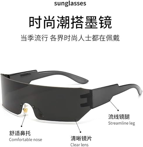 Miniatura 7 de Gafas de sol envolventes futuristas sin montura de una pieza, a prueba de rayos UV400, gafas de sol deportivas para exteriores para hombres y mujeres