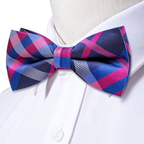 Image of Dubulle Mens Paisley Striped Bowtie Set Pre-tied Bowtie for Men and Pocket Square Set Wedding Business