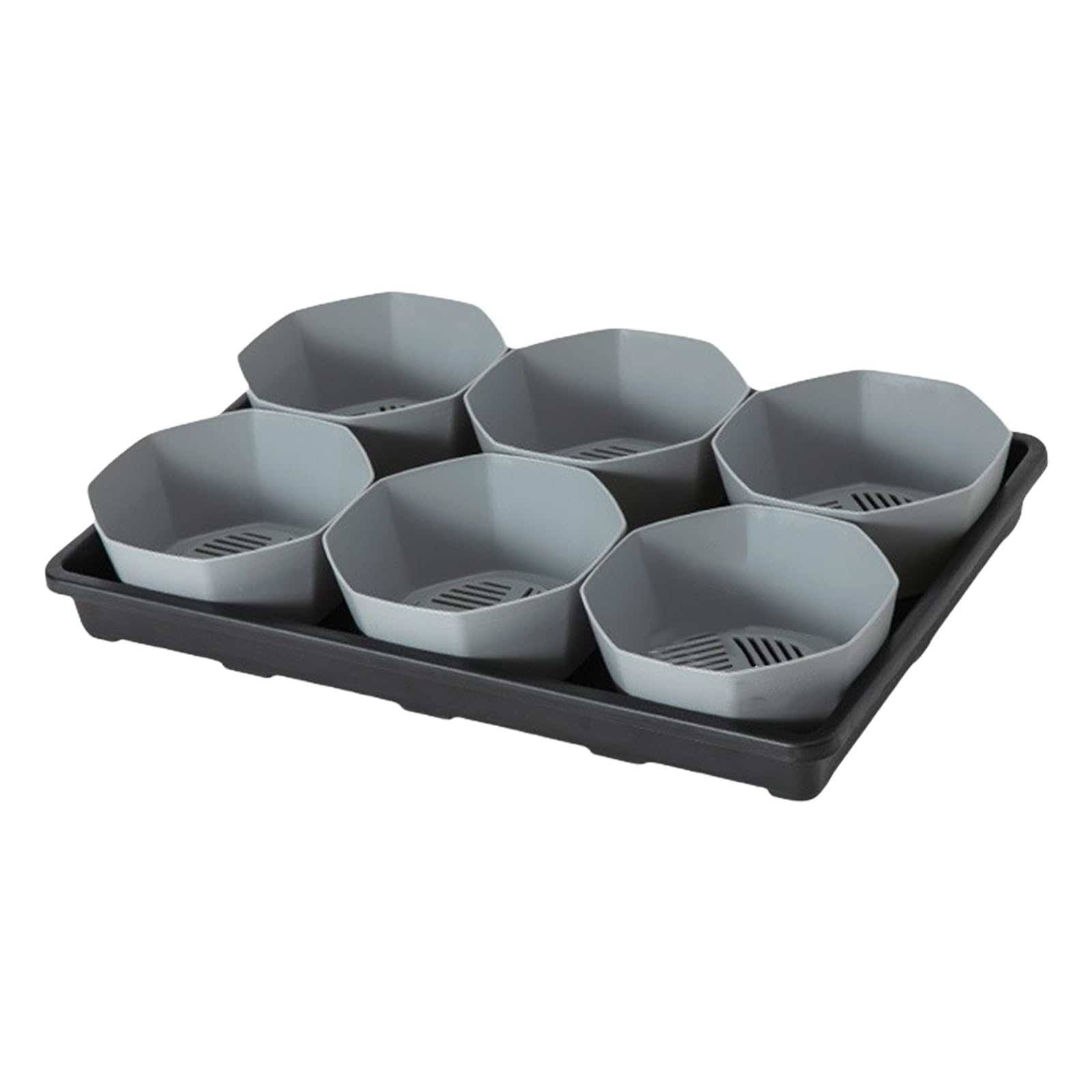 ordinarYone 6 Cell Nursery Pots Tray For 6Inch Pots Plant Pots With Water Sink Feature for Home Balcony Gardening