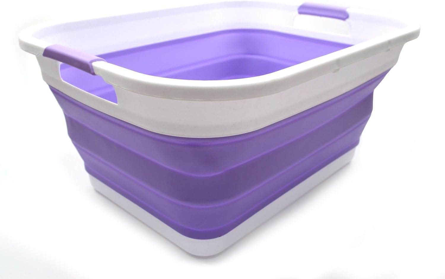 SAMMART Collapsible Plastic Laundry Basket 41L - Foldable Pop Up Storage Container/Organizer - Portable Washing Tub - Space Saving Hamper/Basket (Lt. Purple)