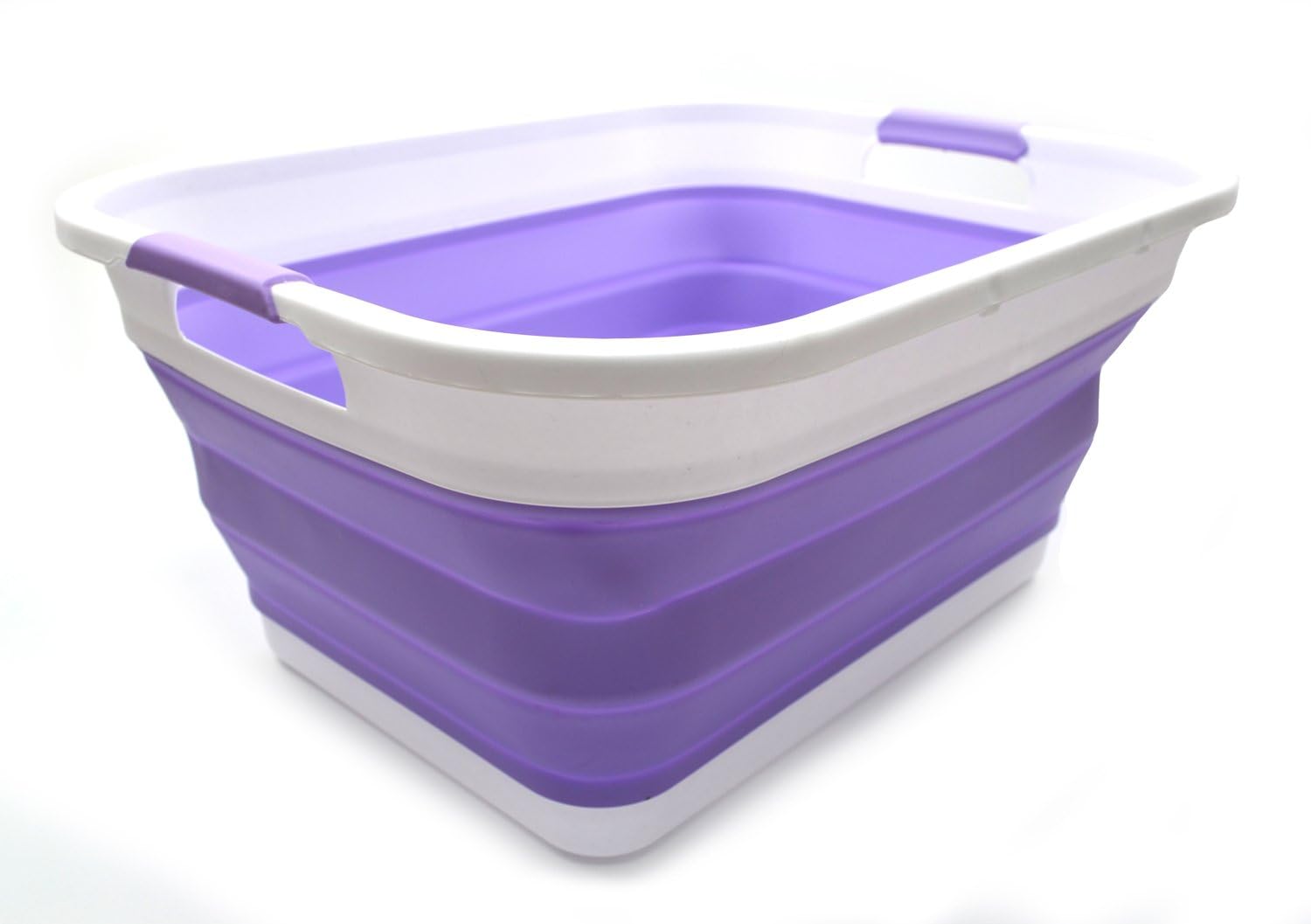SAMMART Collapsible Plastic Laundry Basket 41L - Foldable Pop Up Storage Container/Organizer - Portable Washing Tub - Space Saving Hamper/Basket (Lt. Purple)