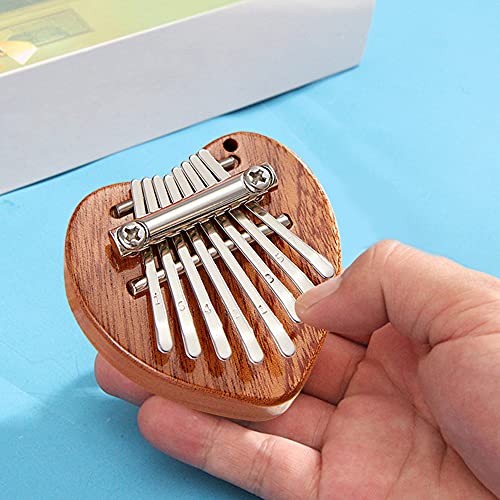 Kalimba Thumb Piano 8 Keys - Mini Finger Piano Heart Shape Marimba With Lanyard Musical Instruments Solid Wood Mibra Birthday Christmas Gifts For Wife Kids Daughter Son Beginners #TOP6