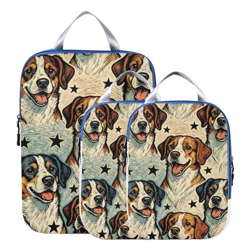 With Zipper 3 Set Packing Travel Organizer 100 percent durables Polyester Blanket Bags For Closet Storage, Naughty Dog Fashion (3 Set)