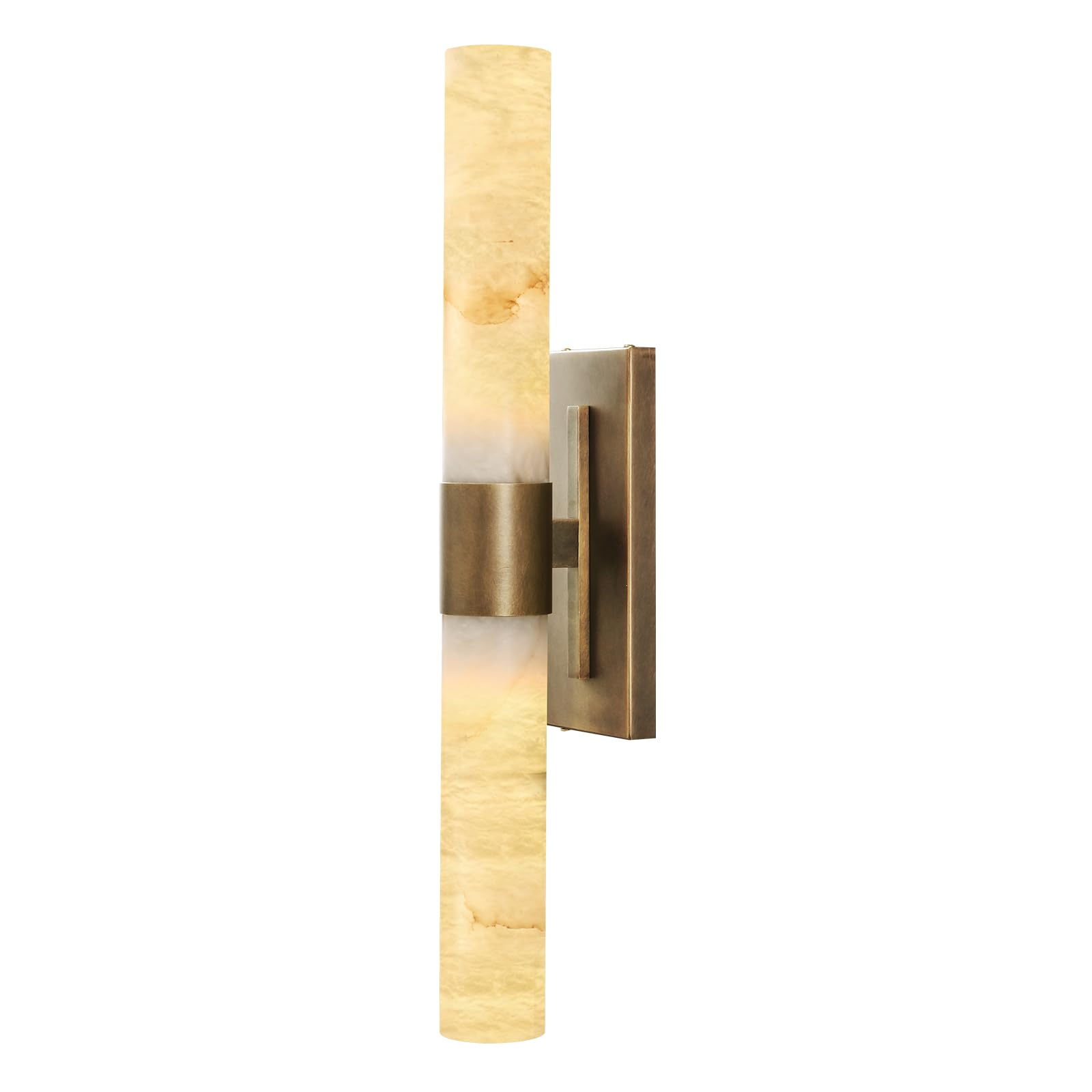 Photo 1 of Hemali Alabaster Wall Sconce, Bronze Marble Sconce