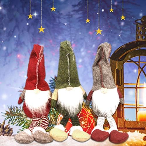 Leipple Gnome Christmas Ornaments - Christmas Gonk Decoration Handmade Swedish Tomte Gnomes Plush Scandinavian Santa Elf Table Ornaments Christmas Tree Hanging Decoration Home Decor - 3 Packs