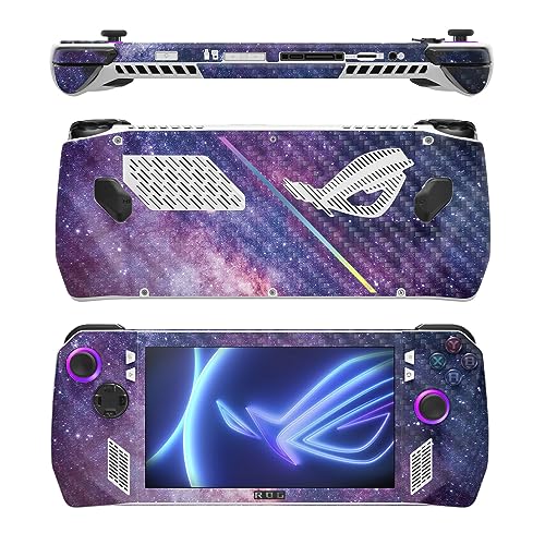 Image of MightySkins Carbon Fiber Skin Compatible with Asus ROG Ally - Violet Stars | Protective, Durable Textured Carbon Fiber Finish | Easy to Apply