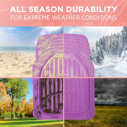 CARBELLA Rubber 4-Piece Purple Car Floor Mats - Universal Trim to Fit All Weather Purple Car Accessories - Girl Car Accessories for Women & Cute Car Mats for Women for Girly Car Decor, Truck, & SUV by Carbella - Image 5