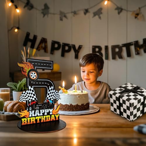 Image of Truck Birthday Number Sign Centerpiece, Truck Wooden Decoration Photo Props for Truck Birthday Decorations (5th)