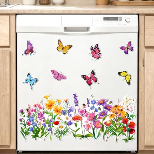 Imanes decorativos mariposas y flores para hogar 12 piezas