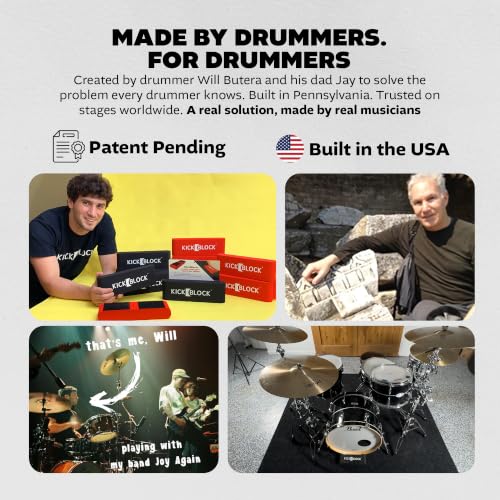 Image of KickBlock Standard Drum Rug with Drummer Towel & Stabilizers - Stage Black