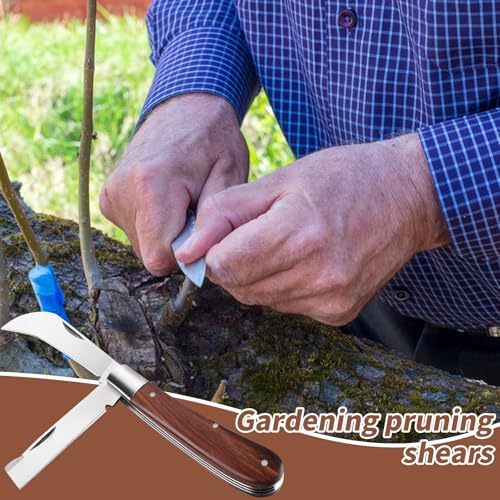 XHYASD Okuliermesser, Gartenmesser Klappbar, Veredelungsmesser mit 2 Klingen, Hippe Messer mit Edelstahlklinge, Garden Knife Multifunktionale für Knospungs Messer Reparieren von Unkrautbüschen