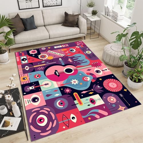 Tapis guitare rose lavable en machine avec dossier antidérapant sécurisé - 2