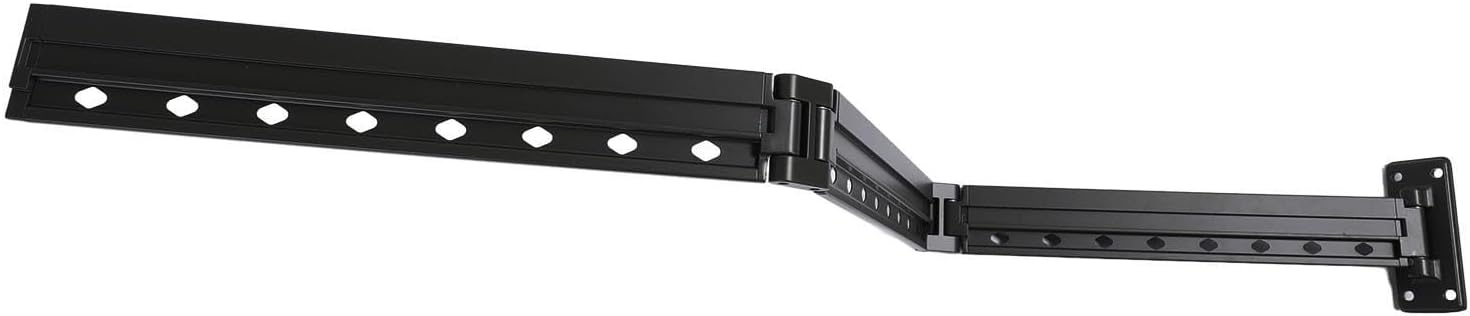 Focket Foldable Clothes Drying Rack, Retractable Windproof Space Aluminum Wall Mounted Drying Rack, Collapsible Laundry with Hooks for Balcony Bathroom Bedroom Changing Room (Black)