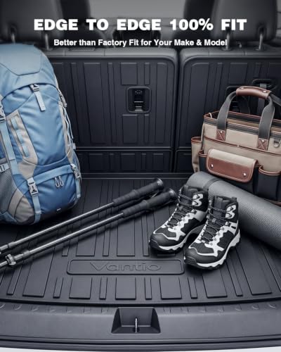 Image of Trunk Mat for 2024-2027 Chevy Traverse & GMC Acadia, 2025-2027 Buick Enclave, TPE All Weather Cargo Liner with Backrest Mats, Custom Fit Edge-to-Edge Rear Cargo Protection