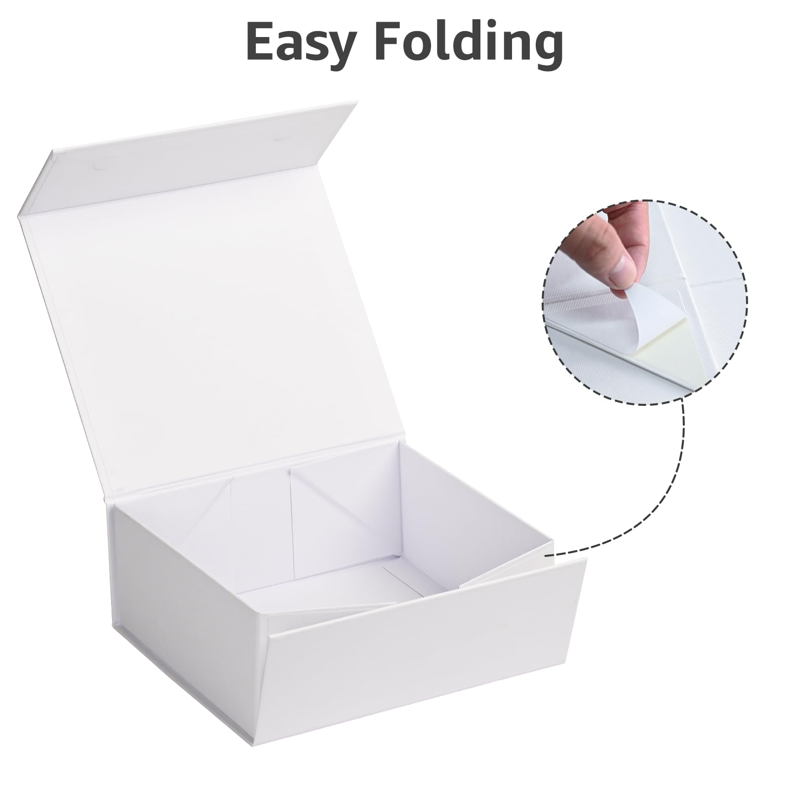LIFELUM Lot de 5 grandes boîtes cadeau blanches de 20,3 x 17,8 x 7,6 cm avec couvercle magnétique pour cadeaux avec ruban, carte, papier déchiqueté pour maman, anniversaire, Noël
