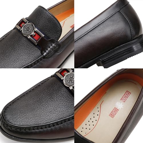 Men's Causal Dress Loafers, Classic Leather Buckle Slip-on Penny Loafer Business Dress Shoes Party Loafers for Mens3