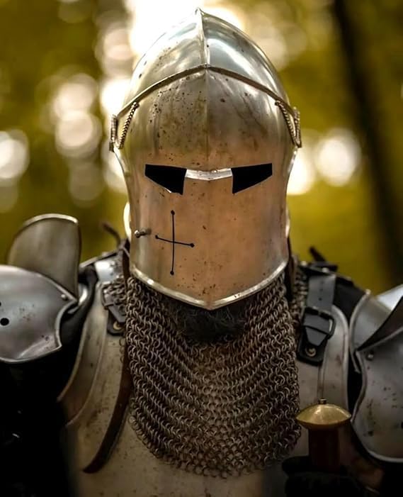 Medieval Barbuta Knight Full Suit of Armor - 18 Gauge Crusader Armor Costume for LARP Reenactment