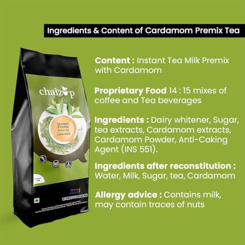 Image of Chaizup Premium 1 Min Instant Ginger Tea Premix - 1kg Poly | Approx. 72 Servings (1kg, Cardamom)