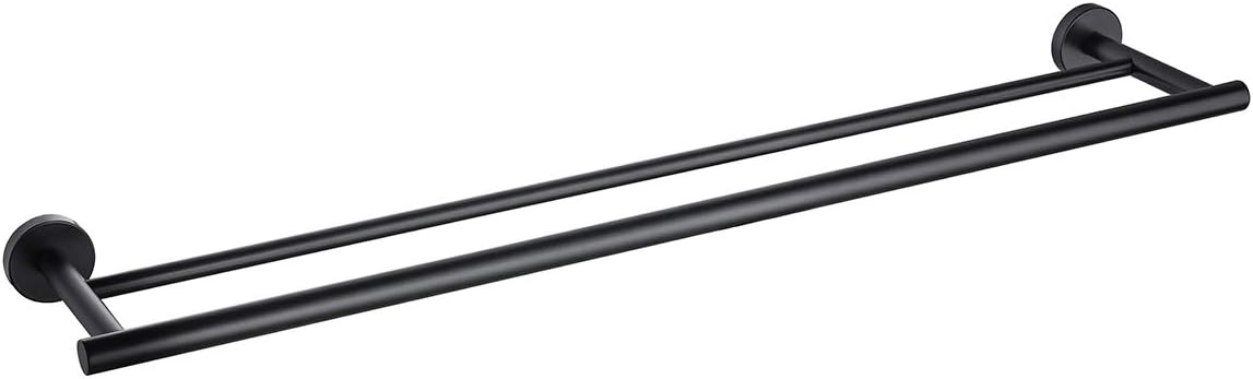 Miyili Double Bath Towel Bar 30-Inch Matte Black Stainless Steel Hand Towel Rack for Bathroom Wall Mount, A01B75B