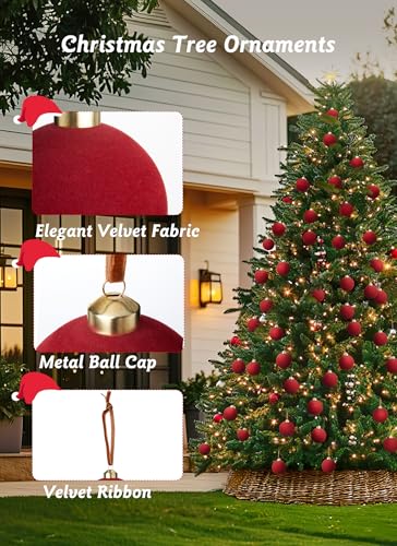  15Pcs Red Velvet Christmas Ornaments Balls - image 5