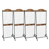 SEPTBOT 4-Pack Gridwall Panel Display Stand with 64 Hooks,2' x 5.3' Ft Grid Wall Panels with Silent Wheels,Heavy Duty Floor Standing Retail Display Rack for Retail Art Show