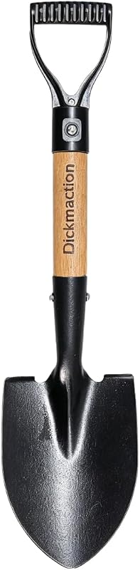Small Circular Excavating Garden Shovel 15in Wooden D Grip Handle Mini Digging Camp Hand Shovel for Planting Outdoor Digging Work
