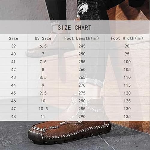 Stepthetop Motorcycle Boots, Sawbehind Mens Boots, Hand-Stitched Genuine Leather Boots-Wide Toe, Waterproof/Anti-Slip/Anti-Sprain Suitable for Work, Driving, Hiking3
