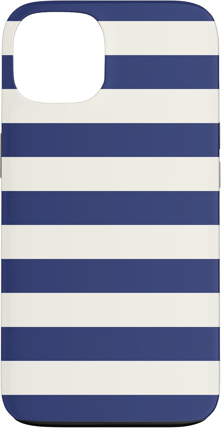 Country Nautical Navy Blue White Beach Sail Striped Case for iPhone 16 Pro