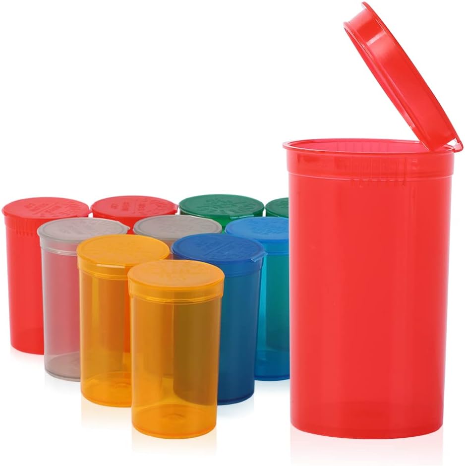 Mekek 10Pack Pill Bottles Empty with Caps Easy Open 19dr