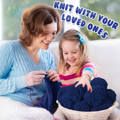 Image of Buryeah Chunky Chenille Yarn for Crocheting Soft Thick Fluffy Yarn for Hand Knitting Bulky Velvet Blanket Plush for Weaving DIY Crafts Each 3.5 oz 55 Yards(Navy Blue,8 Pack)