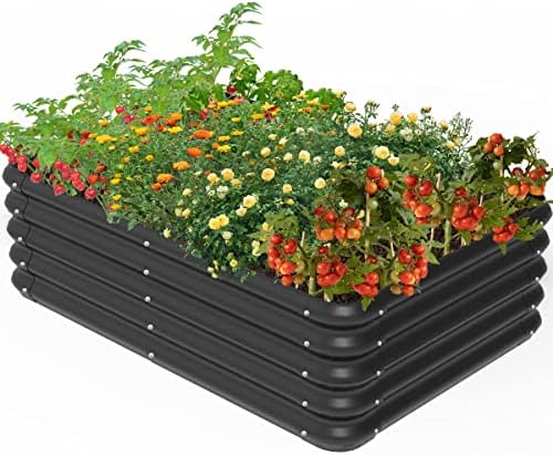 Tigerden Outside Raised Garden Bed Kit for Vegetables, Herbs, Flowers, and Fruits, 3.0x1.8x1.0ft Planters Box for Outdoor Plants, Black