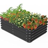 Tigerden Outside Raised Garden Bed Kit for Vegetables, Herbs, Flowers, and Fruits, 3.0x1.8x1.0ft Pla