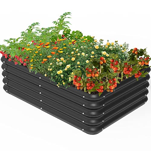Tigerden Outside Raised Garden Bed Kit For Vegetables, Herbs, Flowers, And Fruits, 3.0X1.8X1.0Ft Planters Box For Outdoor Plants, Black #TOP30