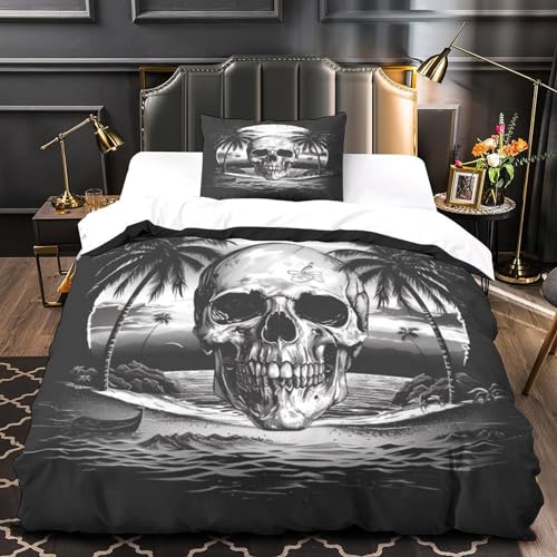Housses de couettes 3D antitranspiration skull microfibre lit simple - 2