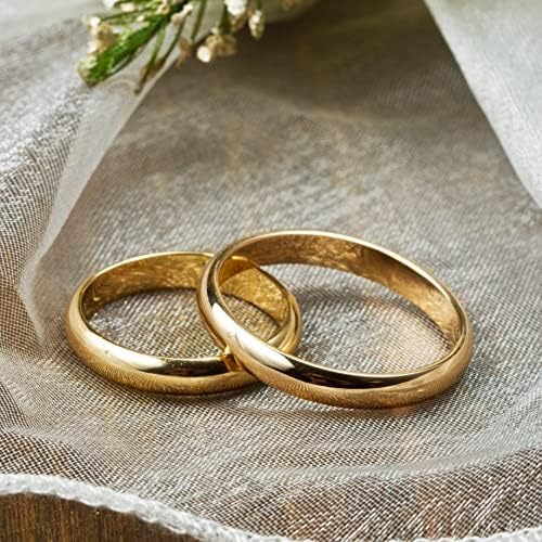 Ensemble de bagues de mariage de 4 mm, plaqué or 14 carats, ensemble de bagues de mariage assorties pour Couple, personnalisé, ensemble de bagues de mariage en argent pour hommes et femmes