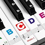 Piano Keyboard Stickers for Beginners Removable Piano Stickers for Keys 88/61/54/49/37, Colorful Larger Letter Key Note Stickers for Learning Piano, Upgraded with Solfege