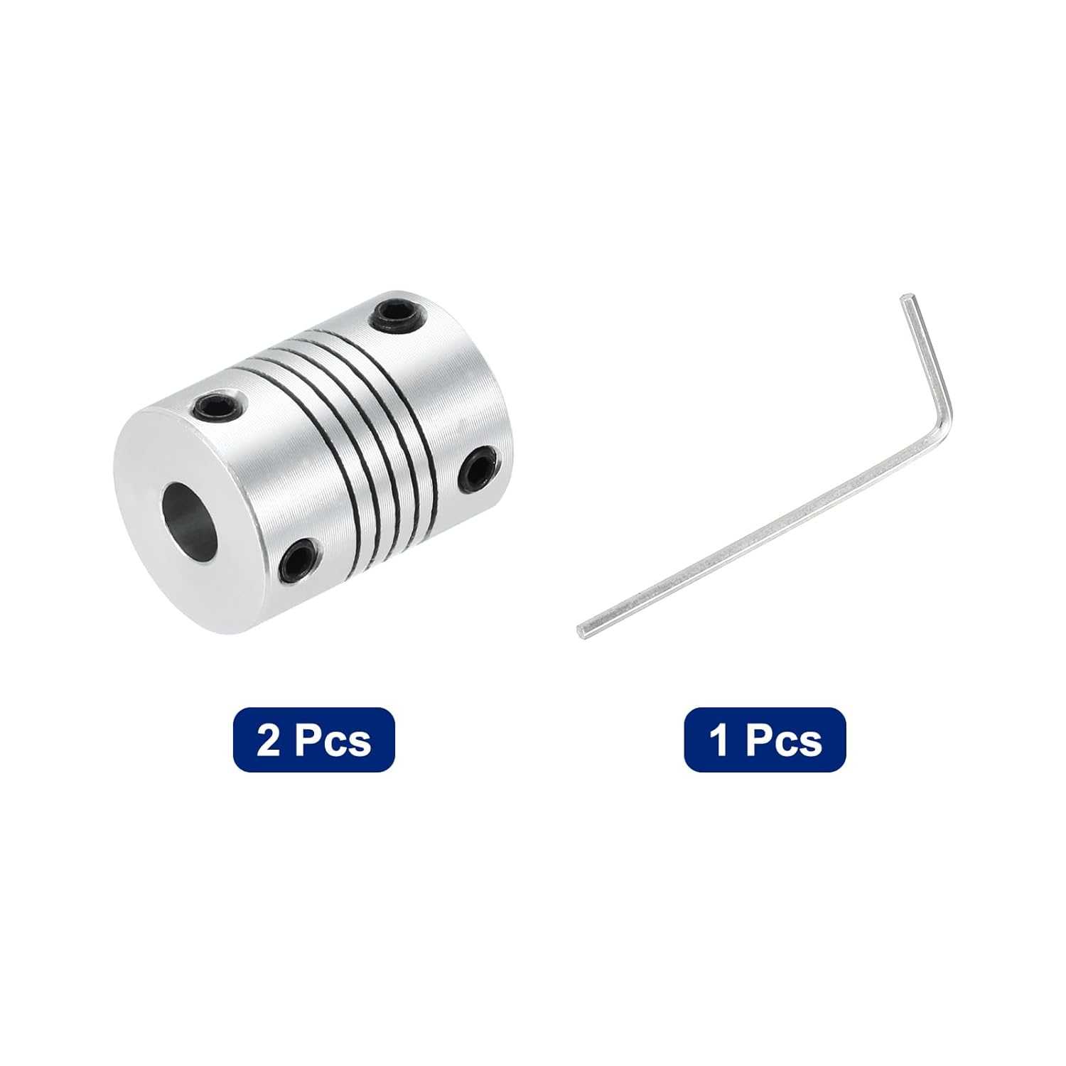 2pcs 6mm to 7mm D Shaft Coupling Aluminum Alloy L25xD19 Flexible Coupler Beam for 3D Printer CNC Machine Encoders and Shaft Motors, Silver