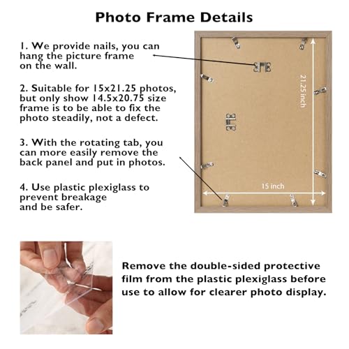 Image of JCJMY 15x21.25 Puzzles Frame Rustic Brown, Wall Hanging 15 x 21.25 Picture Frame for 15 by 21.25 Poster Photo Canvas Picture Puzzles with Shatter Resistant Plexiglass, Rustic Brown
