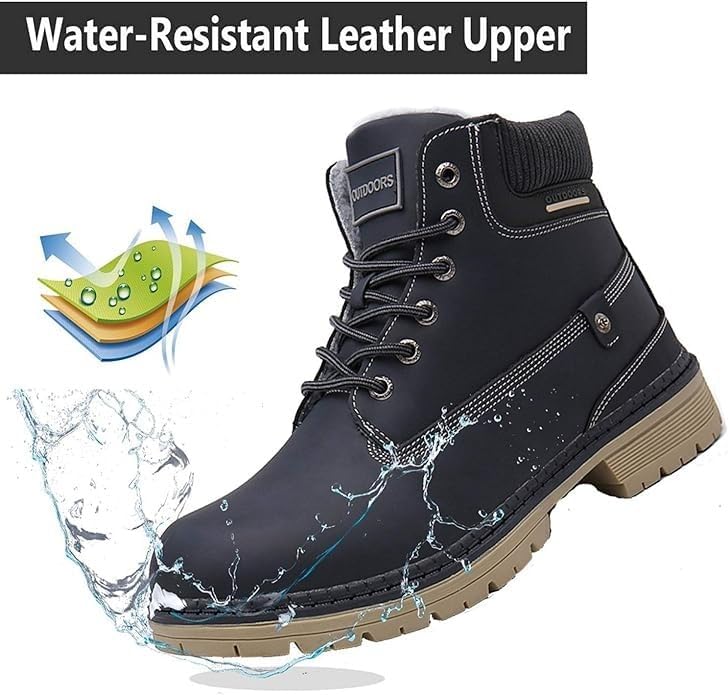 Eagsouni Mens Womens Snow Boots Warm Fur Lined Ankle Booties Hiking Trekking Trail Climbing Shoes Lace Up Anti-Slip Waterproof Working Outdoor Backpacking Boots - Image 3