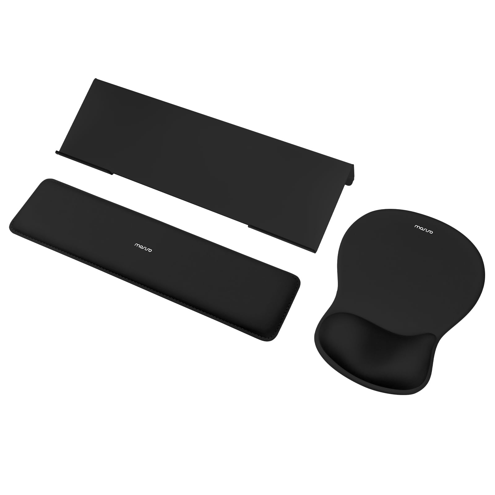 MOSISO Computer Keyboard Stand&Wrist Rest Support for Keyboard and Mouse Pad Set, Ergonomic Mousepad with Concave Curved Memory Foam, Easy Typing